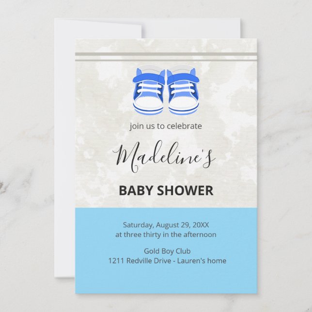 Cute Blue Baby Shower Invitation – Baby Boy Custom (Front)