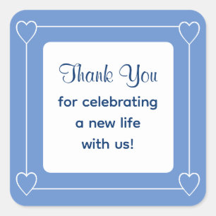 Cute Blue Baby Shower Thank You for Celebrating Square Sticker