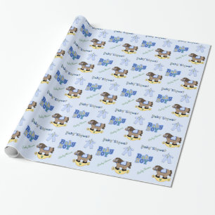 Cute Blue Baby Shower Wrapping Paper
