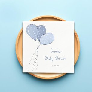 Cute Blue Balloons Boy Baby Shower Napkin