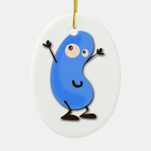 Cute Blue Bean Monster Ceramic Tree Decoration (Front)