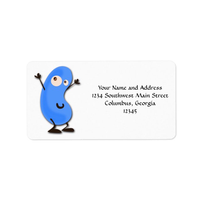 Cute Blue Bean Monster Label (Front)