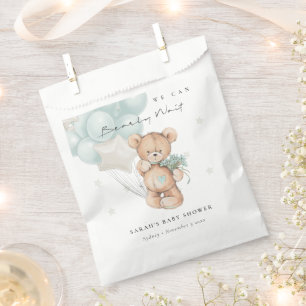 Cute Blue Bearly Wait Bear Balloon Baby Shower Favour Bags