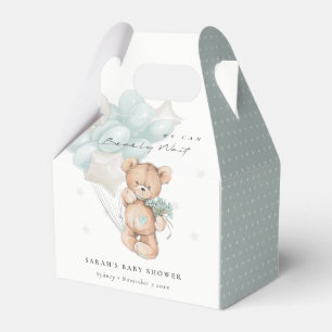 Cute Blue Bearly Wait Bear Balloon Baby Shower Favour Box