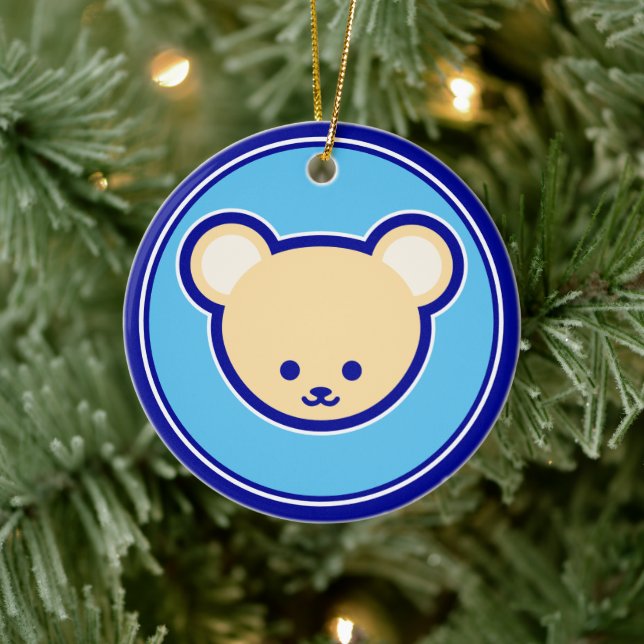 Cute Blue Beige Teddy Bear Cute Cartoon Art Ceramic Tree Decoration (Tree)