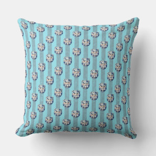 Cute Blue Berry and Stripe Teddy Bear Cushion