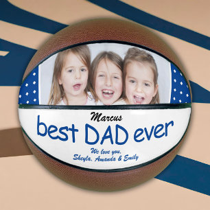 Cute Blue Best Dad Ever Father`s Day Photo Basketball