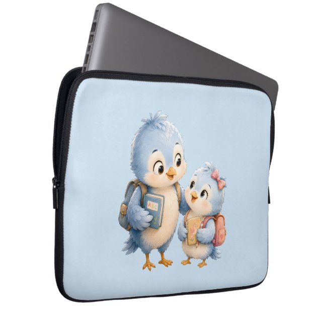 Cute Blue Bird Brother Sister Tech Organiser Bag (Front Right)