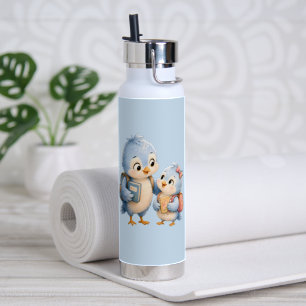 Cute Blue Bird Brother Stainless Water Bottle