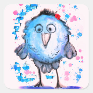 Cute Blue Bird Funny Sticker