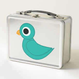 Cute blue bird metal lunch box