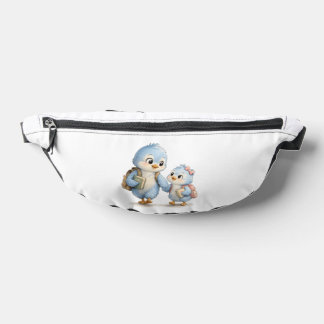 Cute Blue Bird Siblings Belt Bag