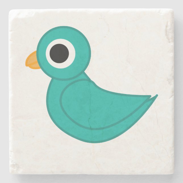 Cute blue bird stone coaster (Front)