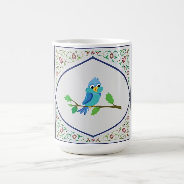 Cute Blue Bird Tapestry Coffee Mug (Center)