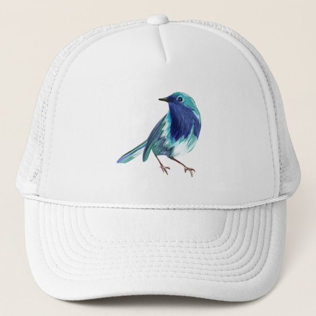 Cute blue bird trucker hat (Front)