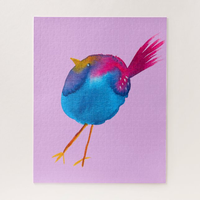 Cute blue bird watercolor jigsaw puzzle (Vertical)