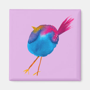 Cute blue bird watercolor magnet