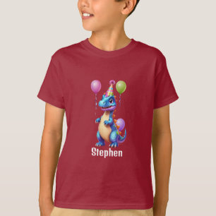 Cute blue birthday dinosaur T-Shirt