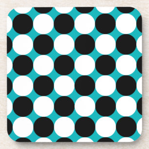 Cute blue black and white dots vector pattern coaster