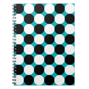 Cute blue black and white dots vector pattern spiral notebook