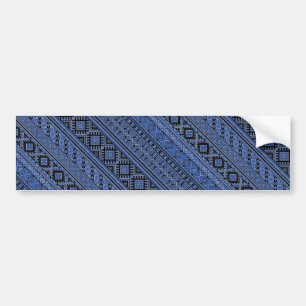 Cute blue black Ukrainian ornament stripes Bumper Sticker