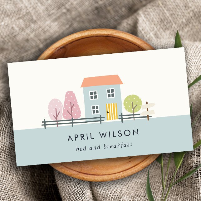 CUTE BLUE BLUSH GARDEN HOME STAY BED & BREAKFAST BUSINESS CARD (Creator Uploaded)