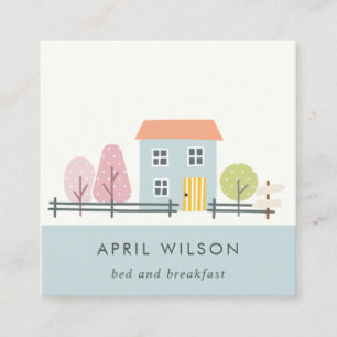 CUTE BLUE BLUSH GARDEN HOME STAY BED & BREAKFAST SQUARE BUSINESS CARD