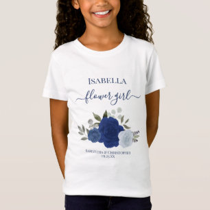 Cute Blue Boho Chic Roses Flower Girl Gift Wedding T-Shirt