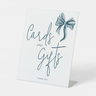 Cute Blue Bow Cards Gifts  Pedestal Sign