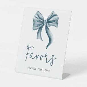 Cute Blue Bow Favour Gifts Pedestal Sign