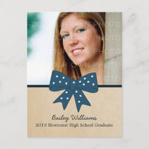 Cute Blue Bow Graduation Postcard