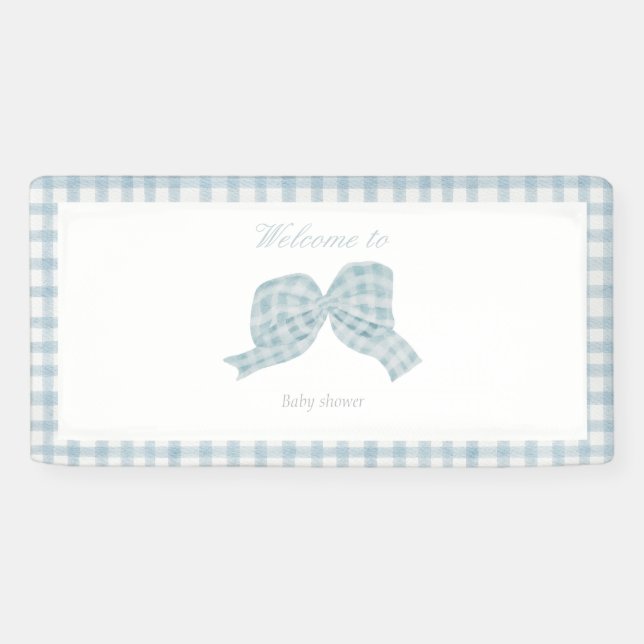 Cute blue bow ribbon baby shower  banner (Horizontal)