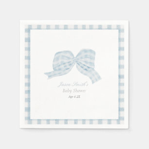 Cute blue bow ribbon baby shower napkin