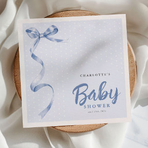 Cute Blue Bow Ribbon Boy Baby Shower Napkin