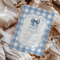 Cute Blue Bow Ribbon Gingham Raffle Diapper