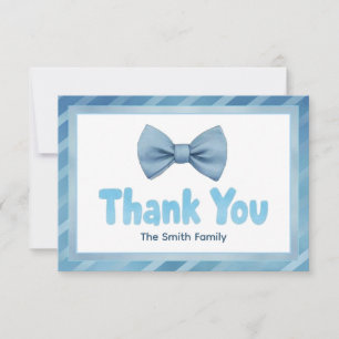Cute Blue Bow Tie Baby Shower Thank You Card