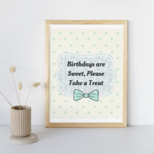 Cute Blue Bow Tie Party Sign