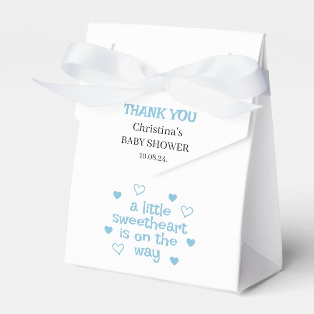 Cute Blue Boy Baby Shower Favour Box (Front Side)