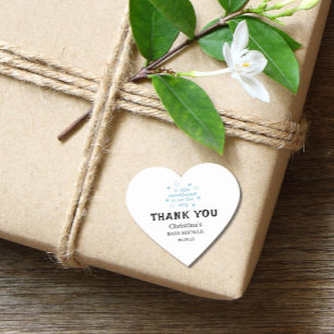 Cute Blue Boy Baby Shower Heart Sticker