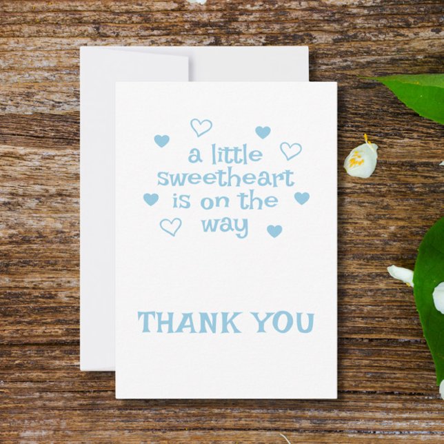 Cute Blue Boy Baby Shower Thank You Flat Card (Creator Uploaded)