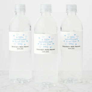 Cute Blue Boy Baby Shower Water Bottle Label