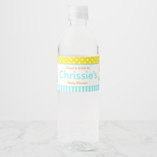 Cute Blue Boy Chick Baby Shower Party Water Bottle Label