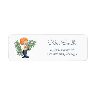 Cute Blue Boy Mermaid Return Address