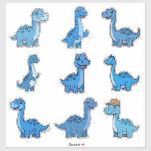 Cute Blue Brontosaurus Dinosaur Vinyl Sticker