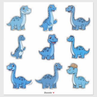 Cute Blue Brontosaurus Dinosaur Vinyl Sticker