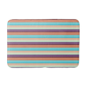 Cute blue brown stripes  bath mat