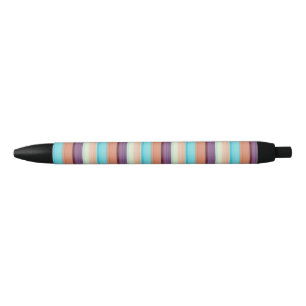 Cute blue brown stripes black ink pen
