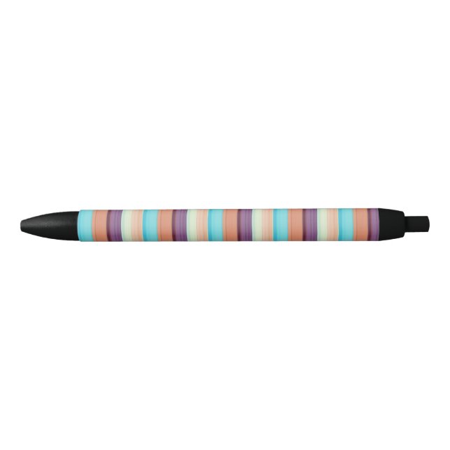 Cute blue brown stripes  black ink pen (Front)
