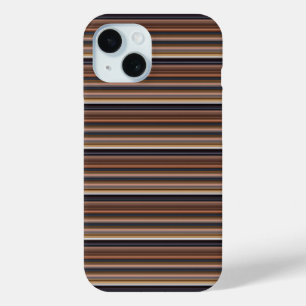 Cute blue brown stripes iPhone 15 case
