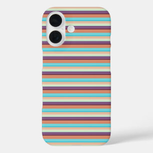 Cute blue brown stripes  iPhone 16 case